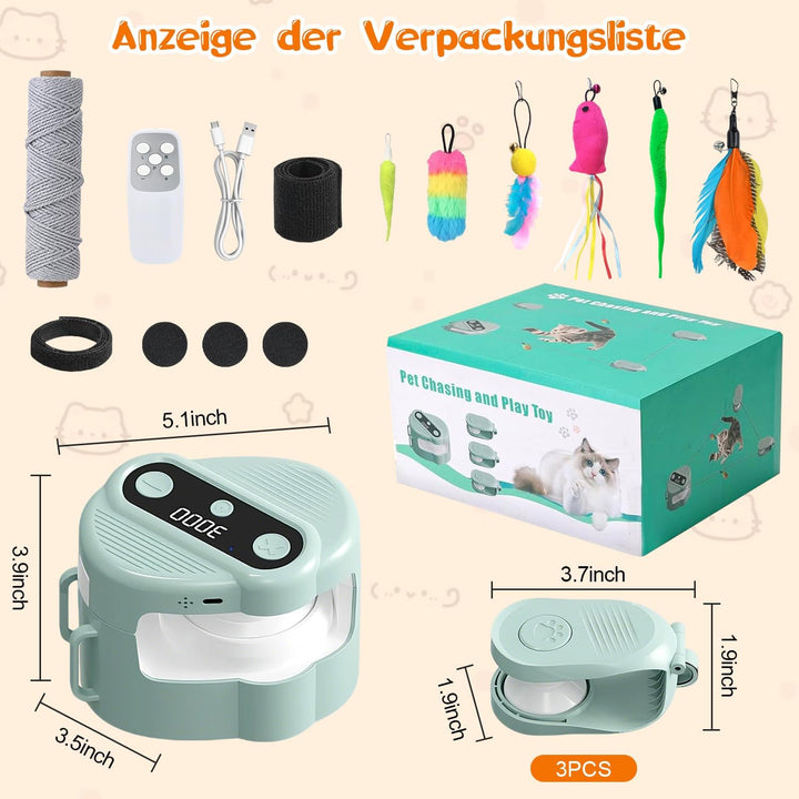 Interaktives Katzenspielzeug, Katzenlaufband Katzenspielzeug Elektrisch mit Fernbedienung, 4 Geschwi
