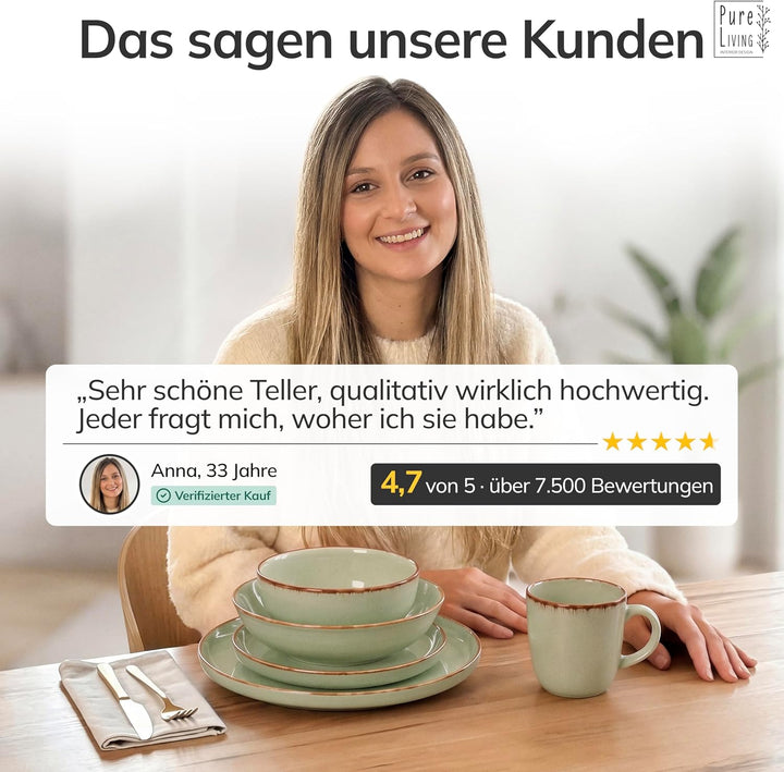 Steingut Suppenteller 6 Pers. Rustic Hochwertiges Landhausstil TEST SEHR GUT Tiefe Teller Set - Krat
