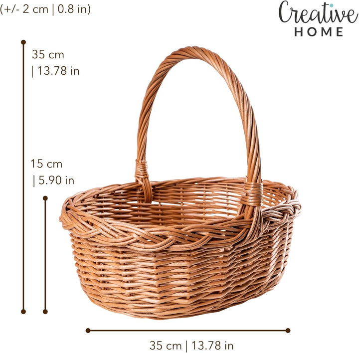 Creative Home Osterkorb Picknickkorb Weidenkorb mit Henkel Einkaufskorb | 35 x 30 x 35 cm (+/- 1 cm)
