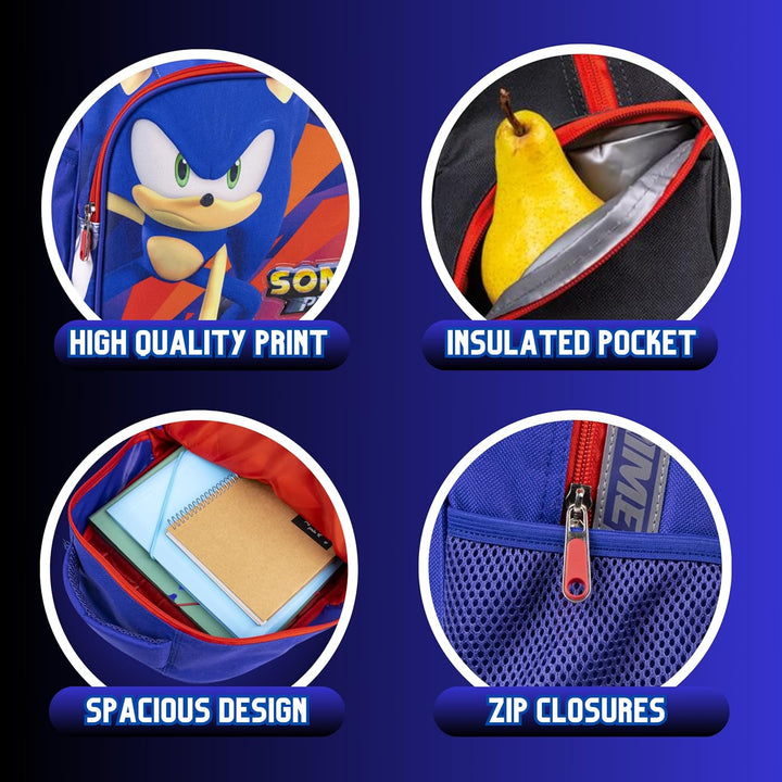 Sonic The Hedgehog Rucksack für Jungen, Kinderrucksack, Kinderturnbeutel, Schultasche, Sonic Prime R