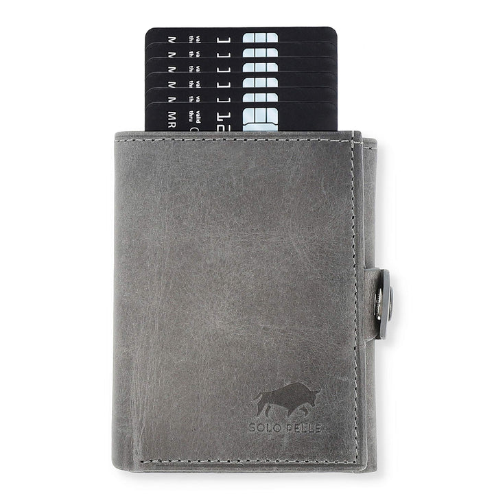 NEU: SOLO PELLE® Slim Wallet mit Münzfach [12 Karten] Slimwallet Riva [RFID-Schutz] Kartenetui mit M