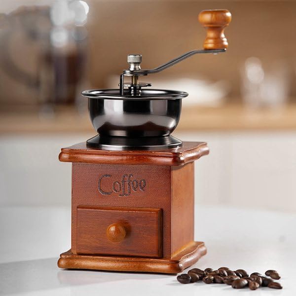 Manuelle Kaffeemühle mit, Mini-Kaffeemühle mit Handkurbel Aus im Vintage-Stil, Tragbar Espressomühle