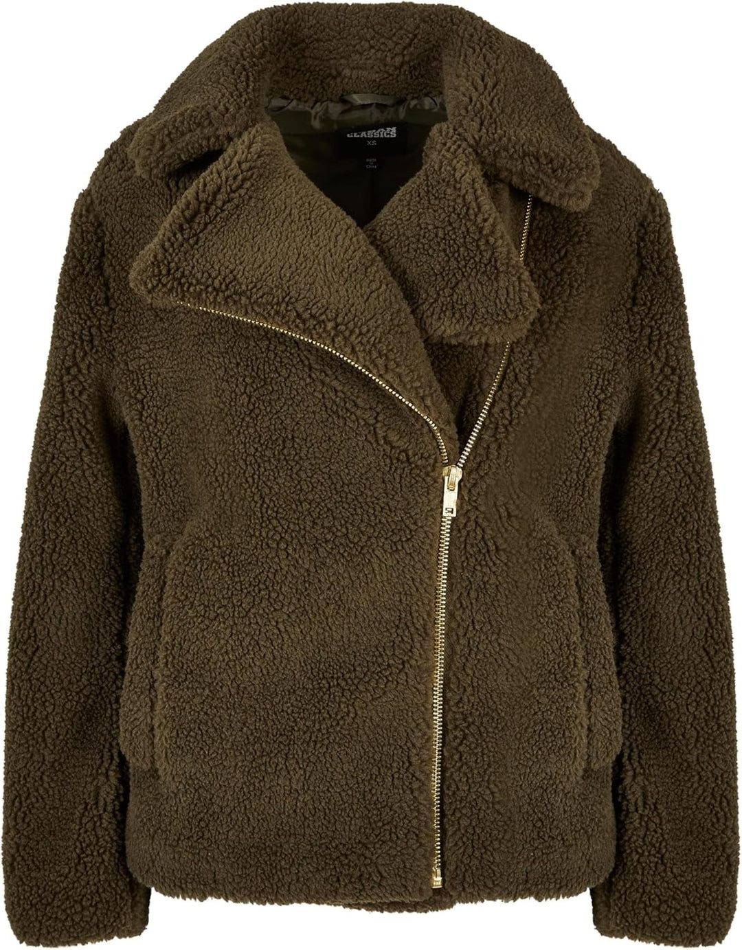 Urban Classics Damen Ladies Sherpa Biker Jacket Jacke XS Olive, XS Olive