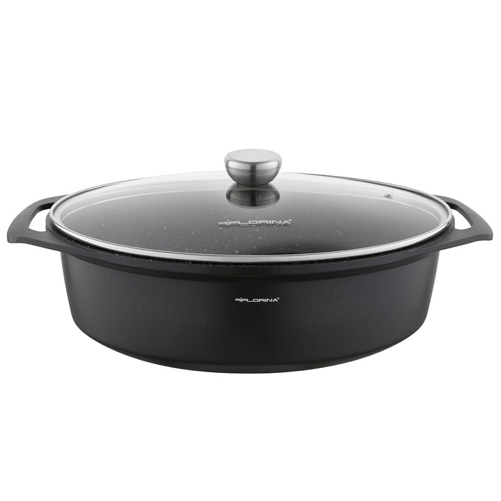 FLORINA Aluminium Bräter (7,3 l) | T x B x H: 39,5 x 28,5 x 12 cm | Ovaler Schmortopf CHEF | Brattop