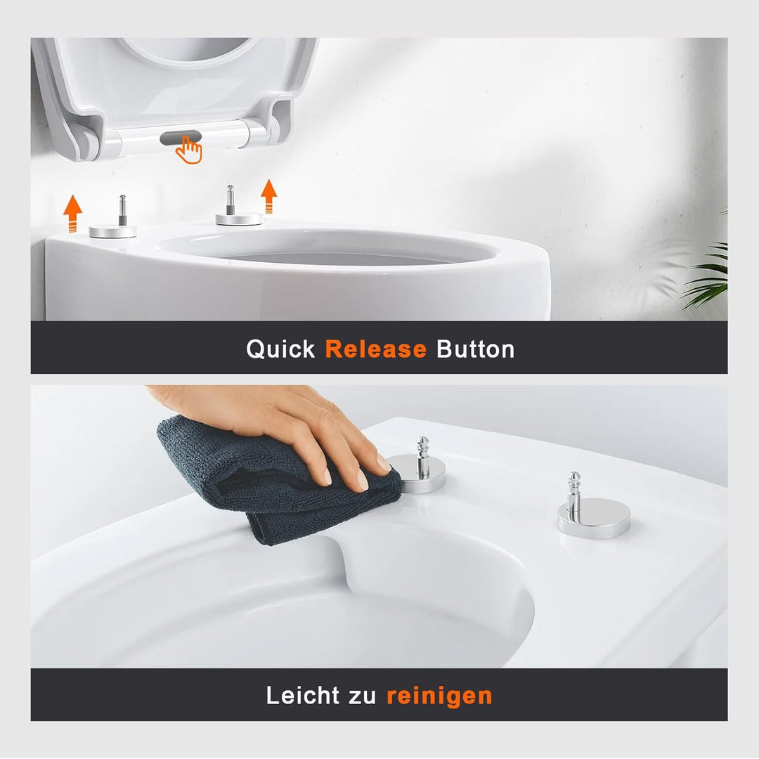 SURFOU Toilettendeckel mit Absenkautomatik, O-Form WC Sitz bis 150kg Belastbar, Weiss Klodeckel und