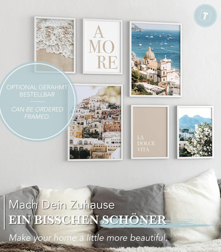 Papierschmiede® Mood Poster Set La Dolce Vita, Bilder Wohnzimmer Deko Schlafzimmer, 2x DIN A2 und 4x