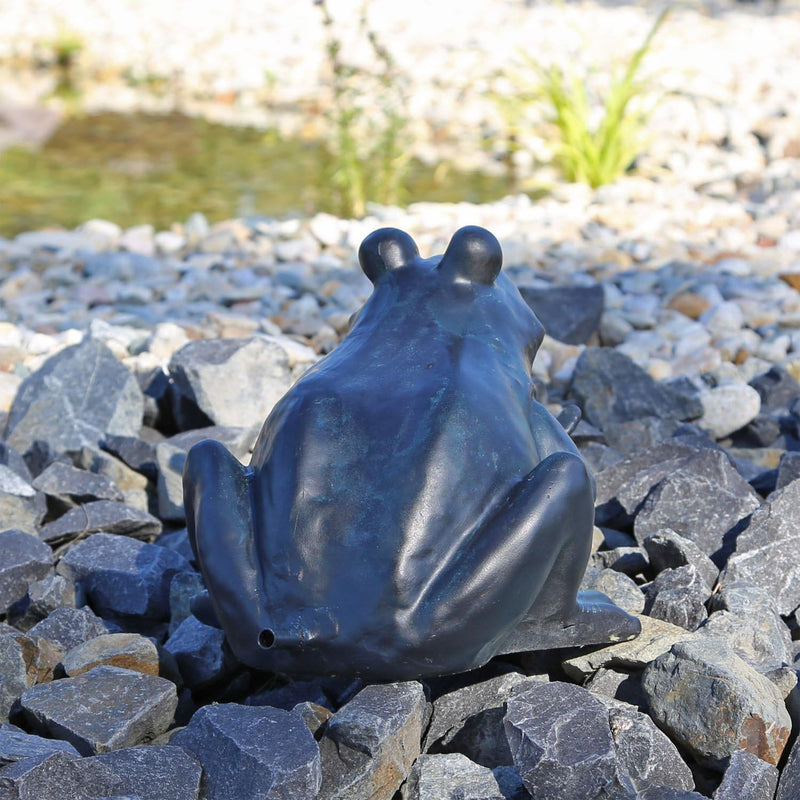 CLGarden Wasserspeier Figur Frosch für Teich Wasser Springbrunnen Teichfigur schwarz/anthrazit ohne