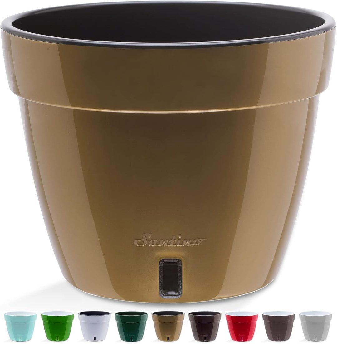 Santino ASTI 3er Set 18CM Selbstwässernder Blumentopf mit Wasserstandsanzeiger - Rund Premium Qualit