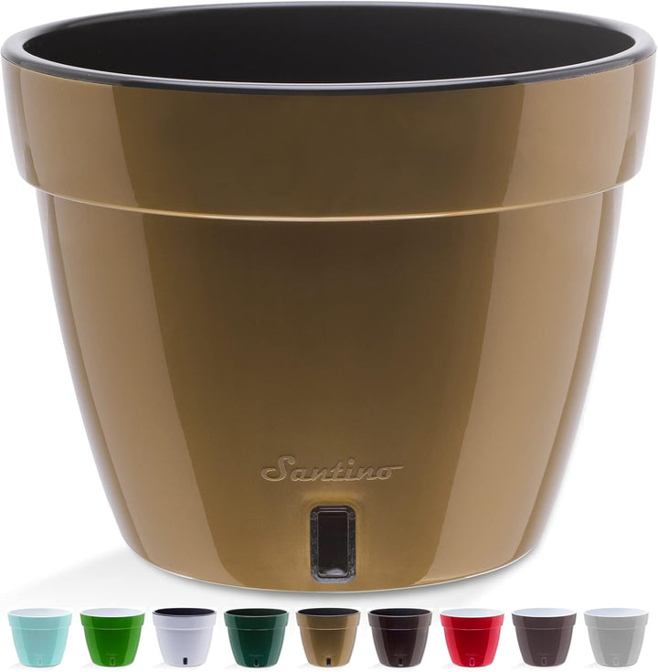 Santino ASTI 3er Set 18CM Selbstwässernder Blumentopf mit Wasserstandsanzeiger - Rund Premium Qualit