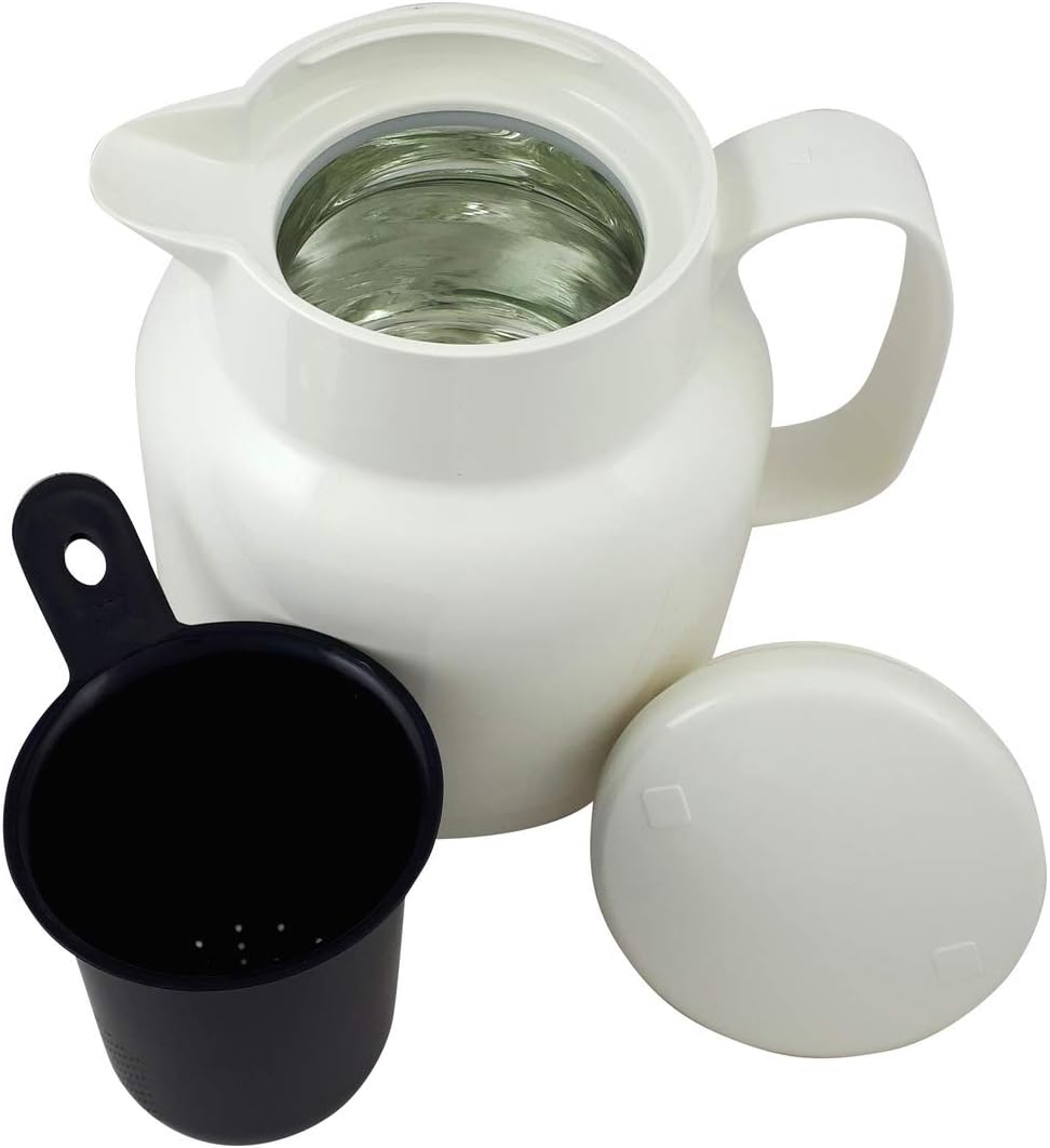 Helios Mondo Kunststoff-Isolierkanne mit Teesieb, Weiss, 14.2 x 13.6 x 19.3 cm 14.2 x 13.6 x 19.3 cm