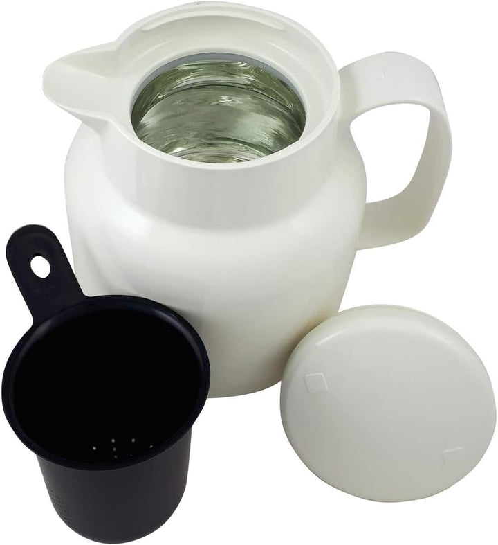 Helios Mondo Kunststoff-Isolierkanne mit Teesieb, Weiss, 14.2 x 13.6 x 19.3 cm 14.2 x 13.6 x 19.3 cm
