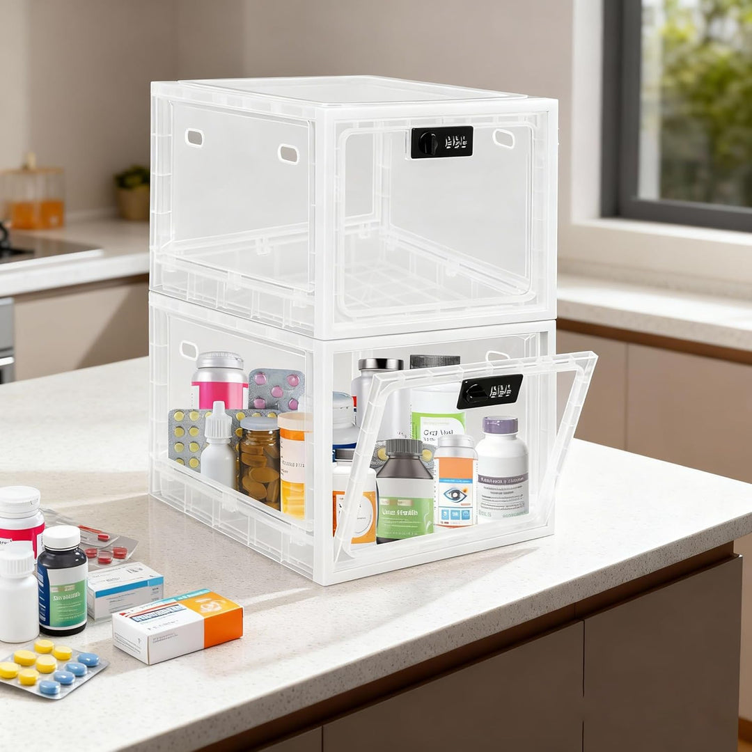 Gemaxvoled Abschliessbare Box, durchsichtige Box für Medikamente, Premium-Material abschliessbare La