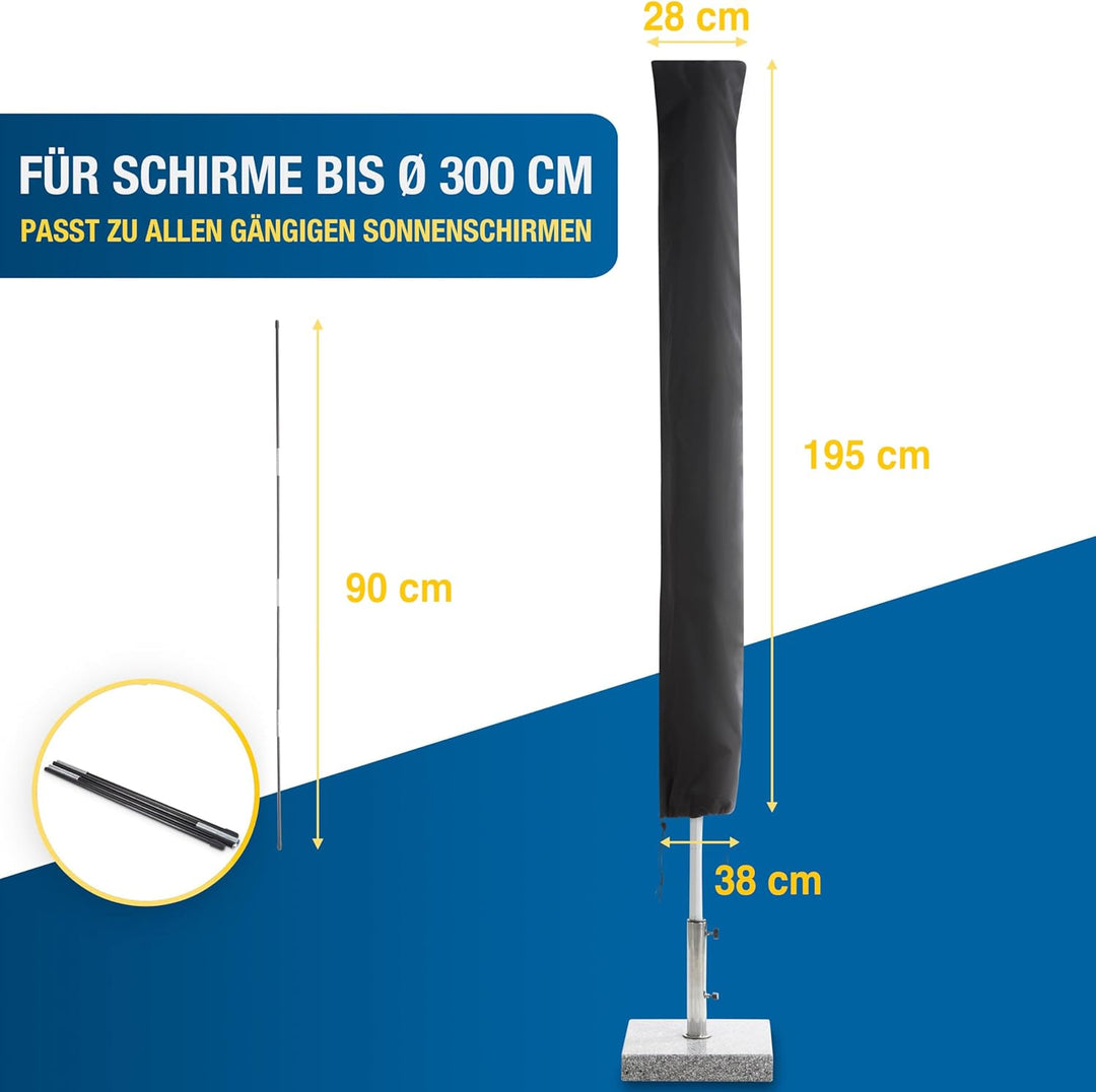 SPRINKS® Sonnenschirm Schutzhülle bis Ø 300cm - Reissfeste Sonnenschirmhülle mit UV Schutz - Wetterb
