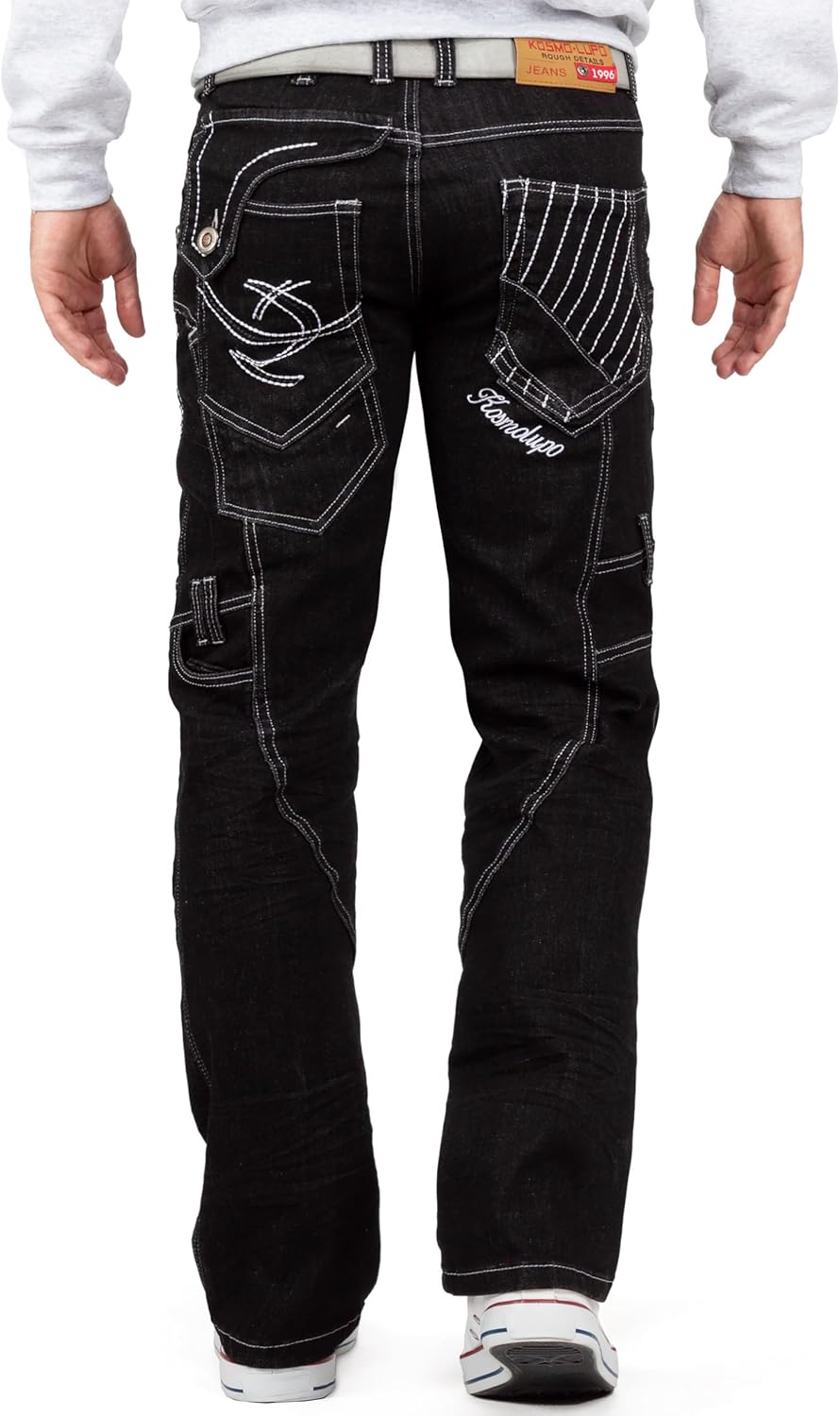 KOSMO LUPO Herren Jeans - Regular-Fit mit Knopfleiste | Optimale Passform, 5-Pocket-Style, Kontrastn