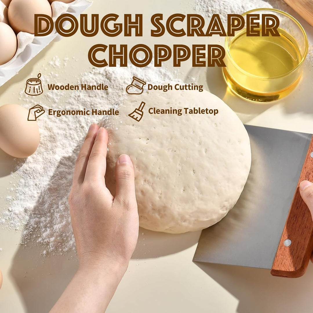 Gärkorb Brot Set,25cm Gärkörbchen zum Brotbacken, Sauerteig Starter Set, Einschliesslich Teigschaber