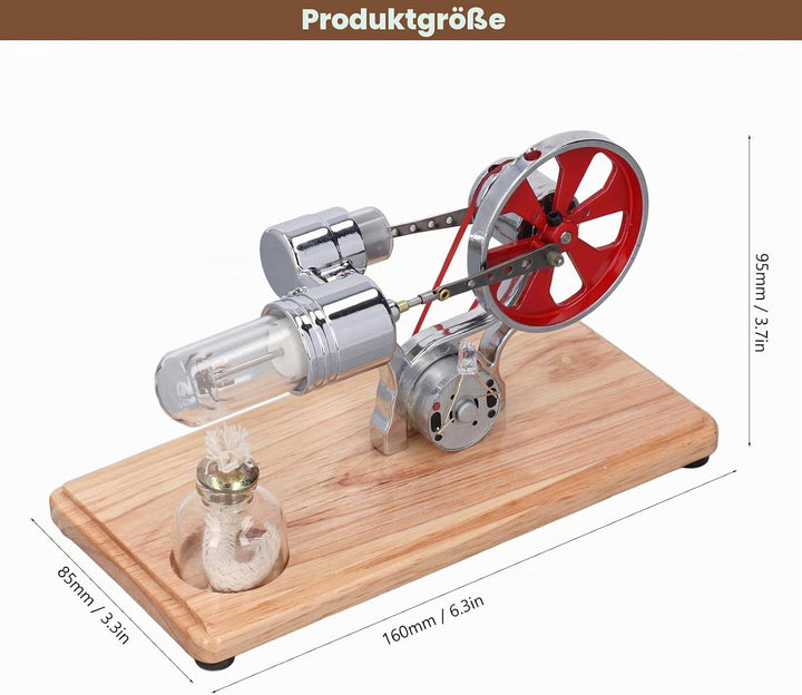 Plplaaoo Heissluft-Stirlingmotor Modell aus Metall mit LED-Licht – Stirling Motor Lernspielzeug &amp; Ge