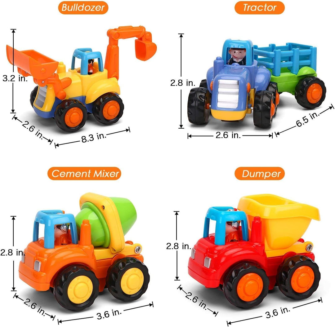 MOONTOY Baby Spielzeugauto Bagger Konstruktionsfahrzeuge Baufahrzeuge 4 in einem Set für Kinder, Tra