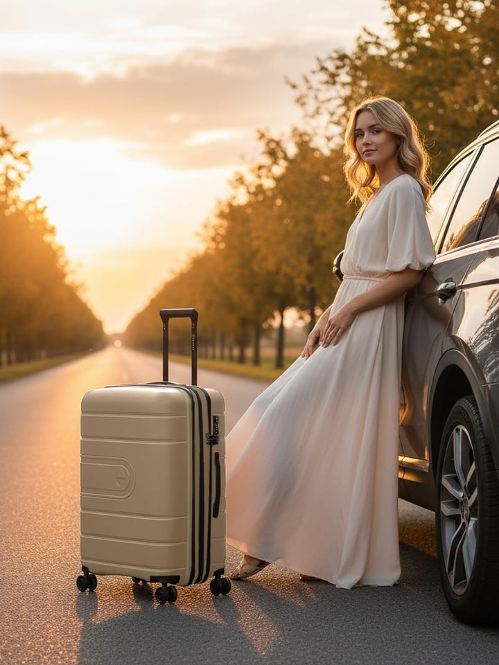 REDOLZ Hartschalen Check-in Koffer | Mittelgrosser M Trolley 46 x 28 x 66 cm mit Dehnfalte aus hochw