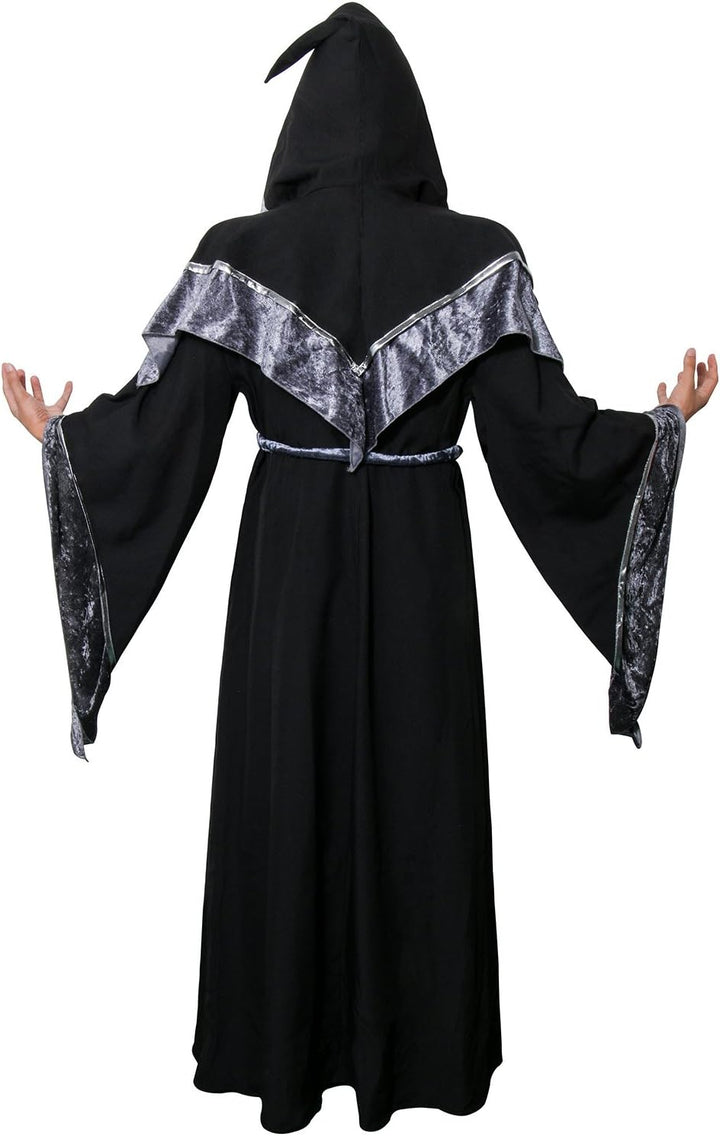 Nofonda Zauberer Kostüm, Dunkler Zauberer Robe, Hexenmeister Umhang, Cosplay Kostüm (S), S