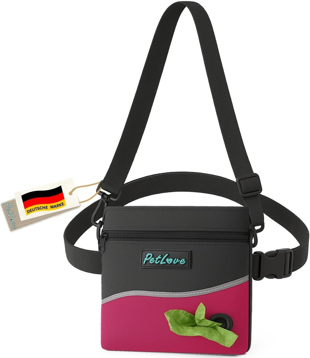 PetLove Leckerlibeutel für Hunde • Futterbeutel mit Magnetverschluss • Inklusive Kotbeutelspender &