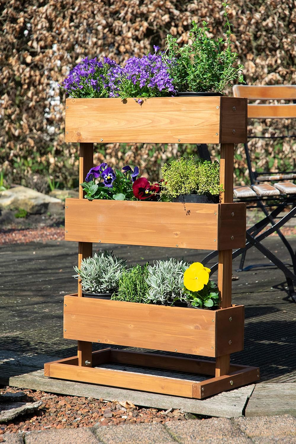 dobar® 58525e Vertikales Blumenbeet Dreistufig | Vertikales Hochbeet mit 3 Pflanzkästen | Vertikalbe