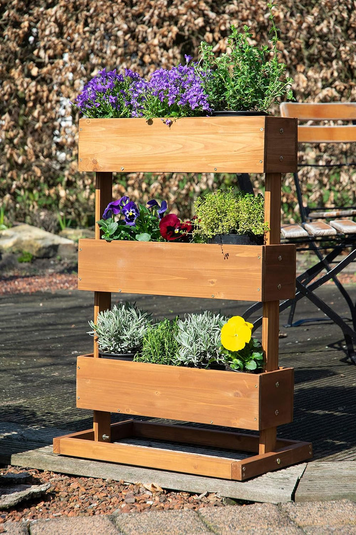 dobar® 58525e Vertikales Blumenbeet Dreistufig | Vertikales Hochbeet mit 3 Pflanzkästen | Vertikalbe
