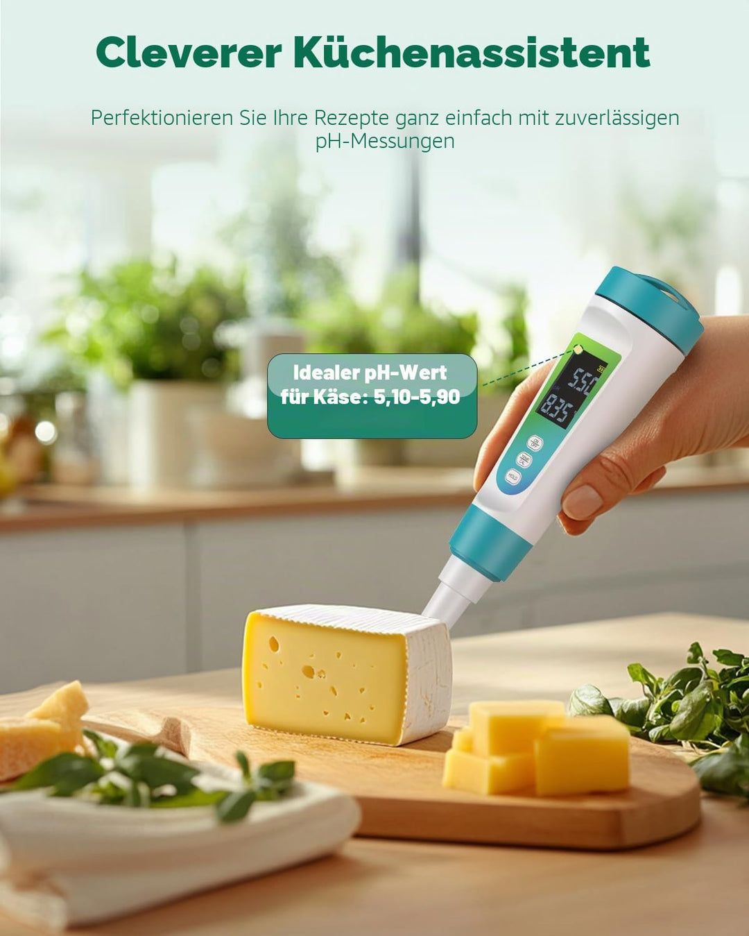 Pawfly Digitales pH-Messgerät für Lebensmittel mit hoher Genauigkeit zur Messung von Sauerteig Brot