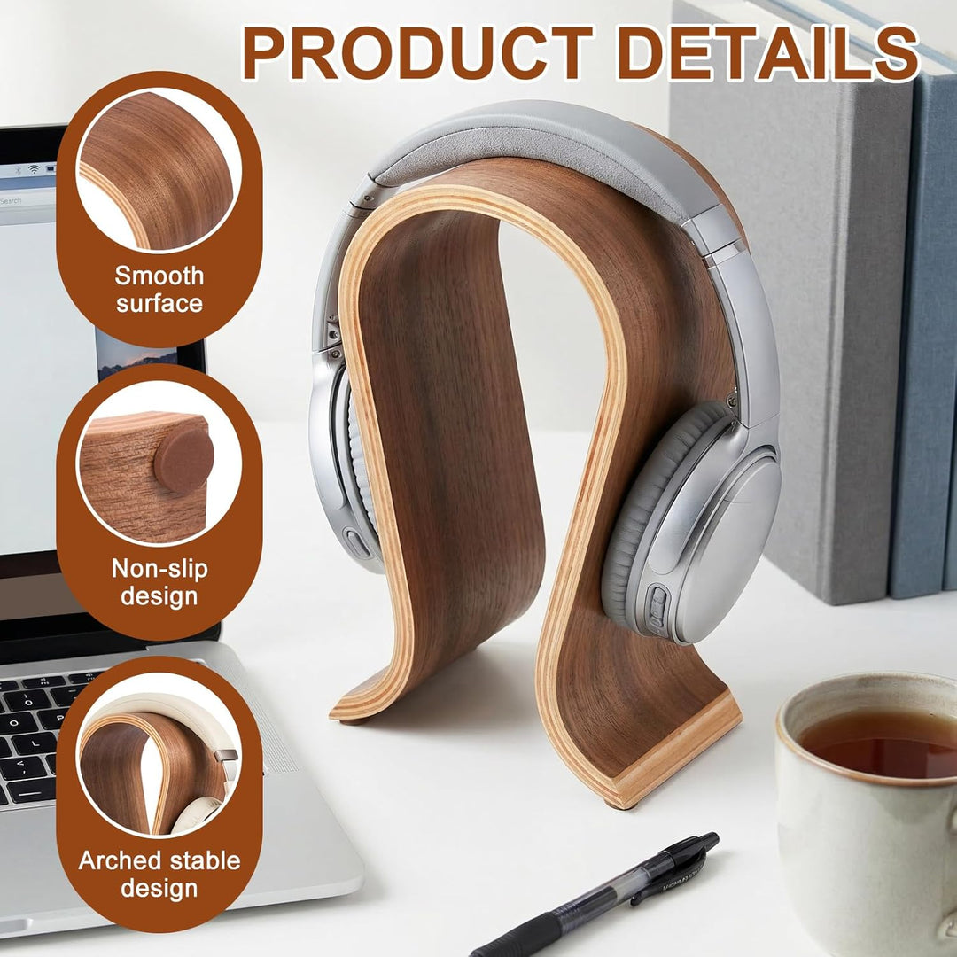 Kopfhörerständer aus Holz, Headset-Ständer für Schreibtisch, Walnussholz, Gaming-Kopfhörerhalter, Bo