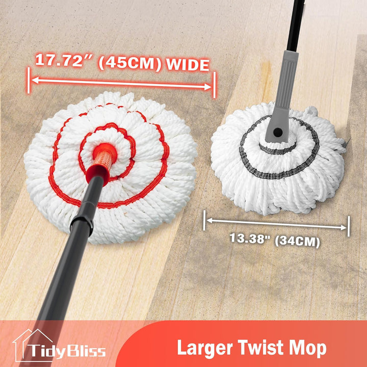 TidyBliss Bodenwischer Wischmopp, Wischer Boden mit 145 cm Langem Stiel, Selbst Wringing Mop, Microf
