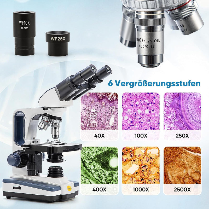 SWIFT Mikroskop Siedentopf Fernglas Verbundmikroskop für Erwachsene, 40X-2500X Vergrösserung, mit 5M