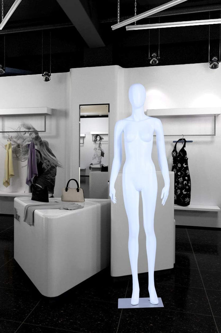 Schaufensterpuppe S+26 Frau weiss matt lackiert hochwertig Egghead mit Metallplatte Frau Weiblich Ne
