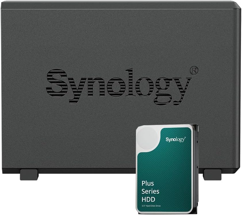 Synology DS124 NAS-Bundle 1 GB mit 1 Synology Festplatte 8 TB HAT3300, unmontiert, Schwarz