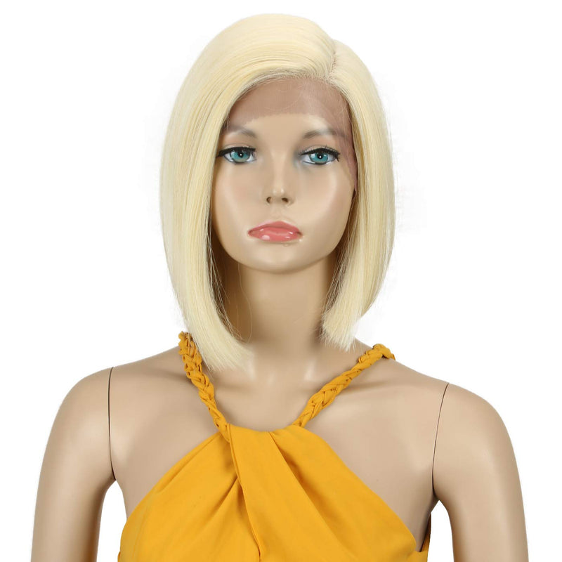 Début Lace Front Perücke für schwarze Damen Bob Perücke für weisse Damen Kunsthaar 24 cm 120g Blond