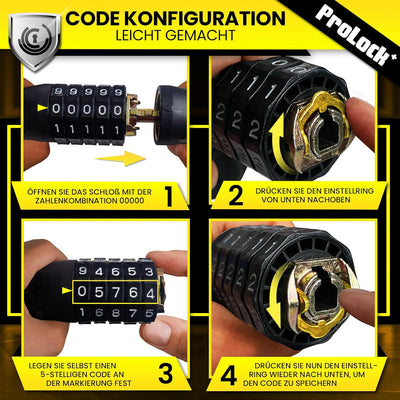 Dunlop Fahrradschloss Zahlenschloss Fahrrad Schloss - Hohe Sicherheit Level 8-100 cm Fahrräder Schlo