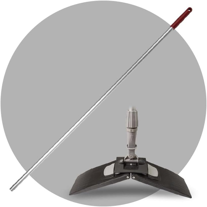 Bodenwischer Moppstange Aluminium 140cm mit Rändelhandgriff + Klapphalter 50cm, Alustiel für Wischmo