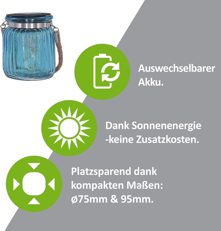 ISOTRONIC LED Solarlampe (6er Set) Solarleuchte/Solar Laterne, Hängeleuchte für Garten, Balkon und A