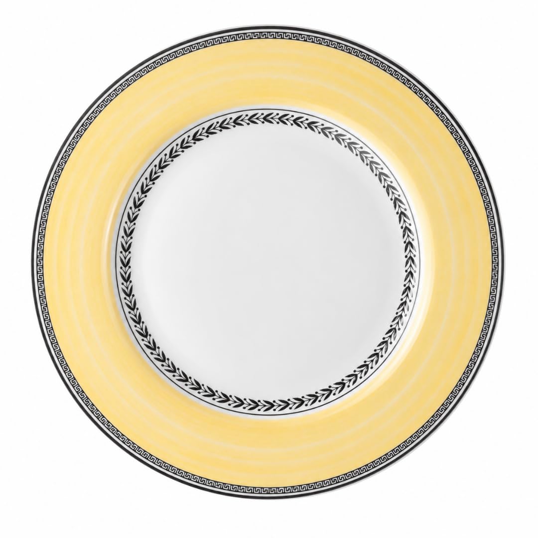 Villeroy und Boch Audun Fleur Speiseteller, 27 cm, Premium Porzellan, Weiss/Grau/Gelb 27 cm Flache P