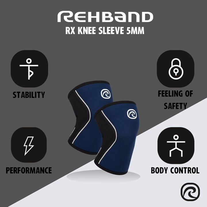 Rehband Kniebandage Kraftsport, Kniestütze für Cross Fit & schweres Training, Knee Sleeve aus 5 mm N