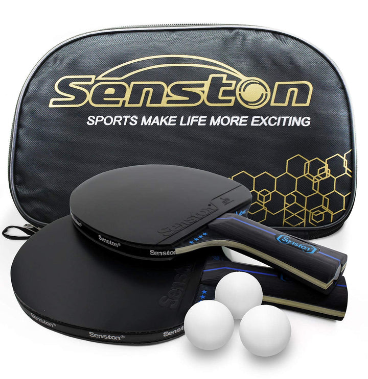 Senston Tischtennis Schläger Set, Profi 2 Tischtennisschläger und 3 Tischtennis-Bälle, Ideal für 2 S