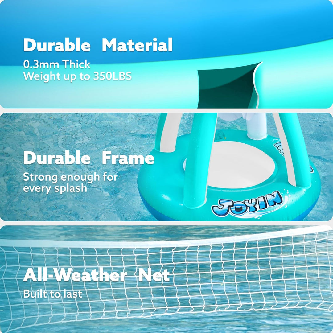 JOYIN Aufblasbare Pool Float Set, Volleyballnetz & Basketballkörbe & Bälle für Kinder Erwachsene, Wa