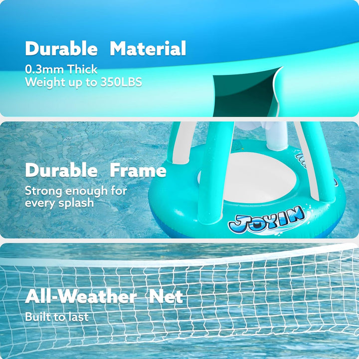 JOYIN Aufblasbare Pool Float Set, Volleyballnetz & Basketballkörbe & Bälle für Kinder Erwachsene, Wa