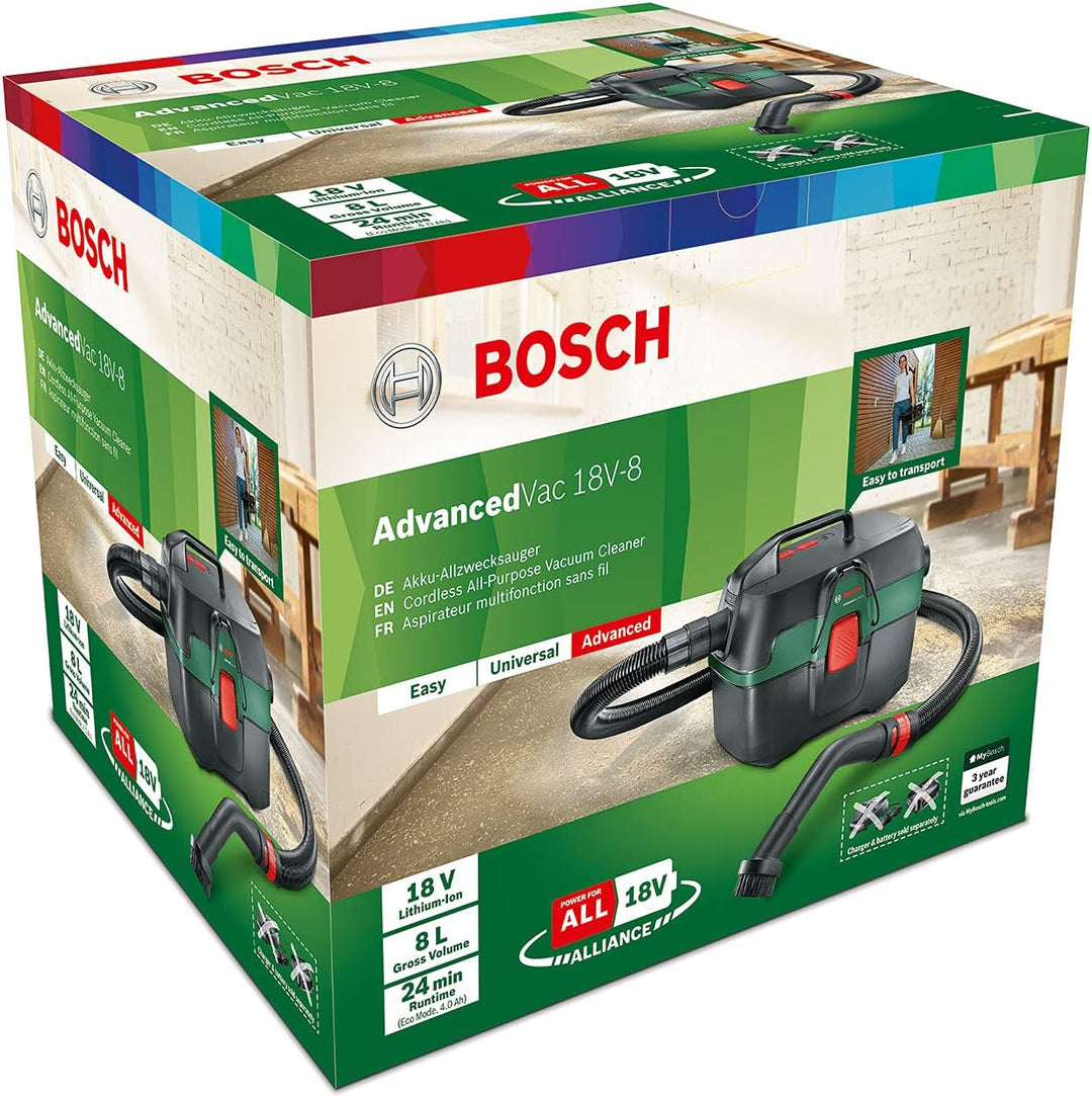 Bosch Home and Garden Akku Nass- und Trockensauger AdvancedVac 18V-8 (ohne Akku, 18 Volt System, mit