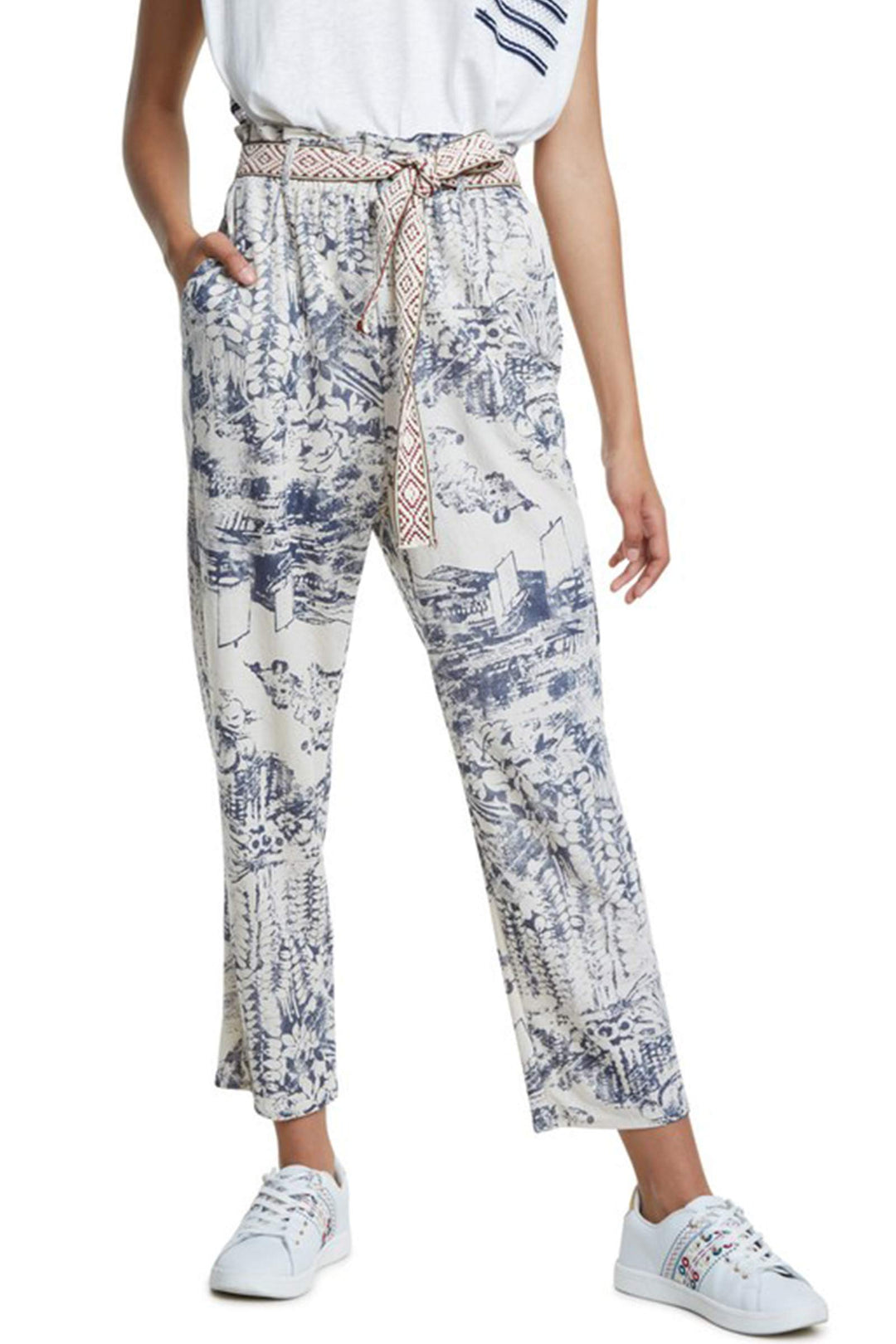 Desigual Damen Chinohose Pant_Tropical Offwhite M (38)