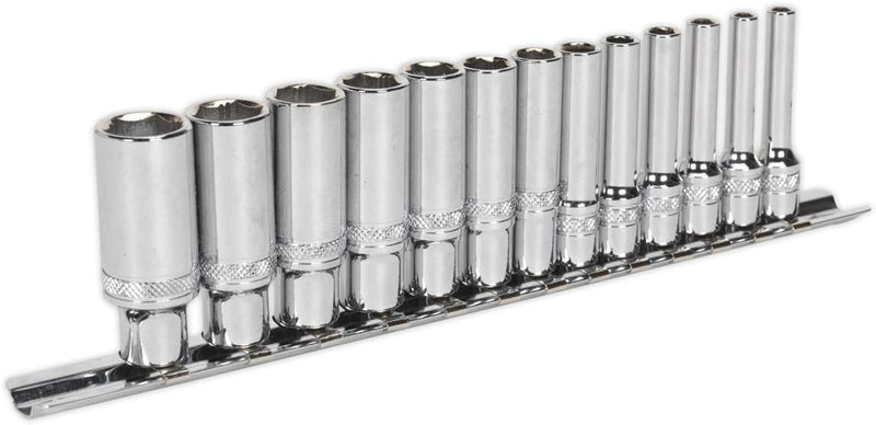 Socket Set 13pc 1/4"Sq Drive Deep Lock-On™ 6pt Metric