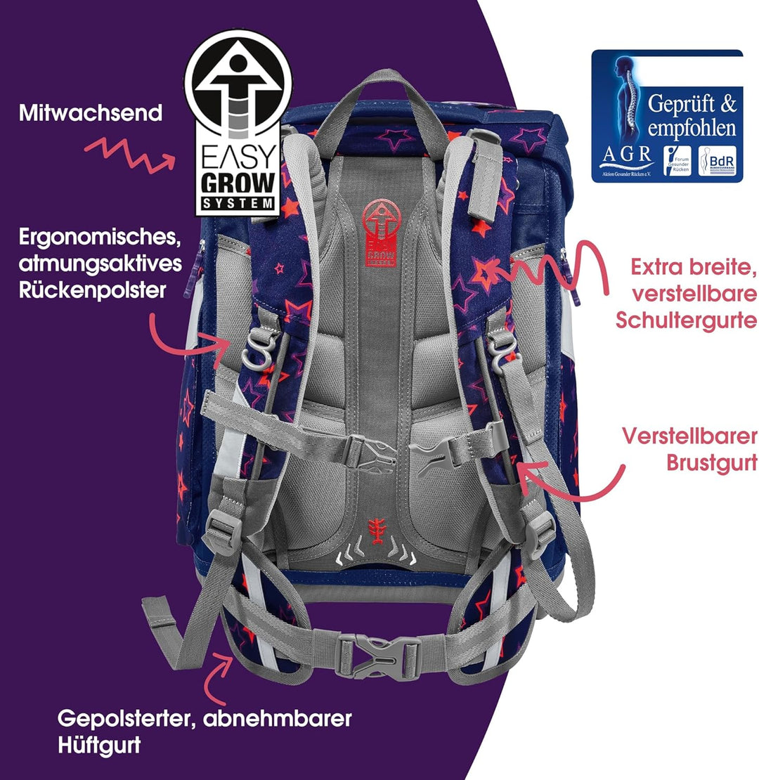 Step by Step Schulranzen-Set Space Shine „Pegasus Night Nuala“ 5-teilig, ergonomischer Tornister mit