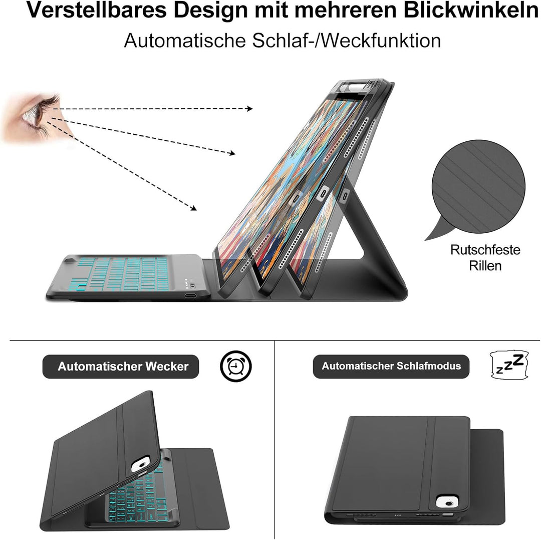 Tastatur Hülle für iPad Air 13 (M3) 2025/iPad Air 13 (M2) 2024, iPad Pro 12.9 6./5./4./3. Gen, 7 Far