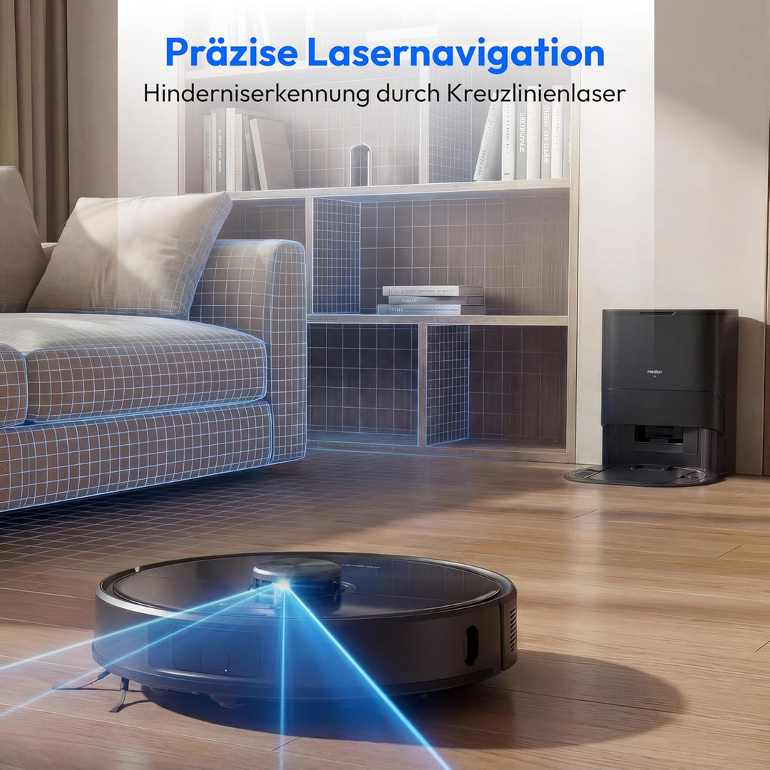 MEDION Saugroboter mit 2-in-1 Absaugstation, Lasernavigation und Wischfunktion X51 SW+ (Starke 10000