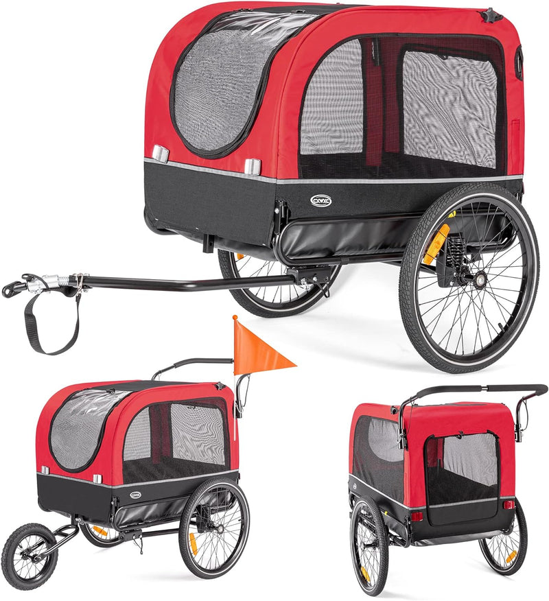 CXWXC Fahrradanhänger für Hunde 2 in 1 Fahrradanhänger & Jogger hundewagen mit Stossdämpfer, Hundean