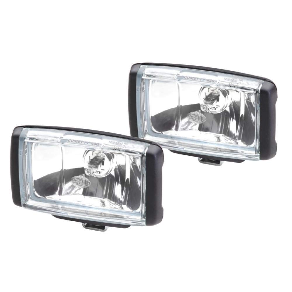 HELLA - FF/Halogen-Fernscheinwerfersatz - Comet FF 450 - 12V - rechteckig - Anbau - glasklare Streus