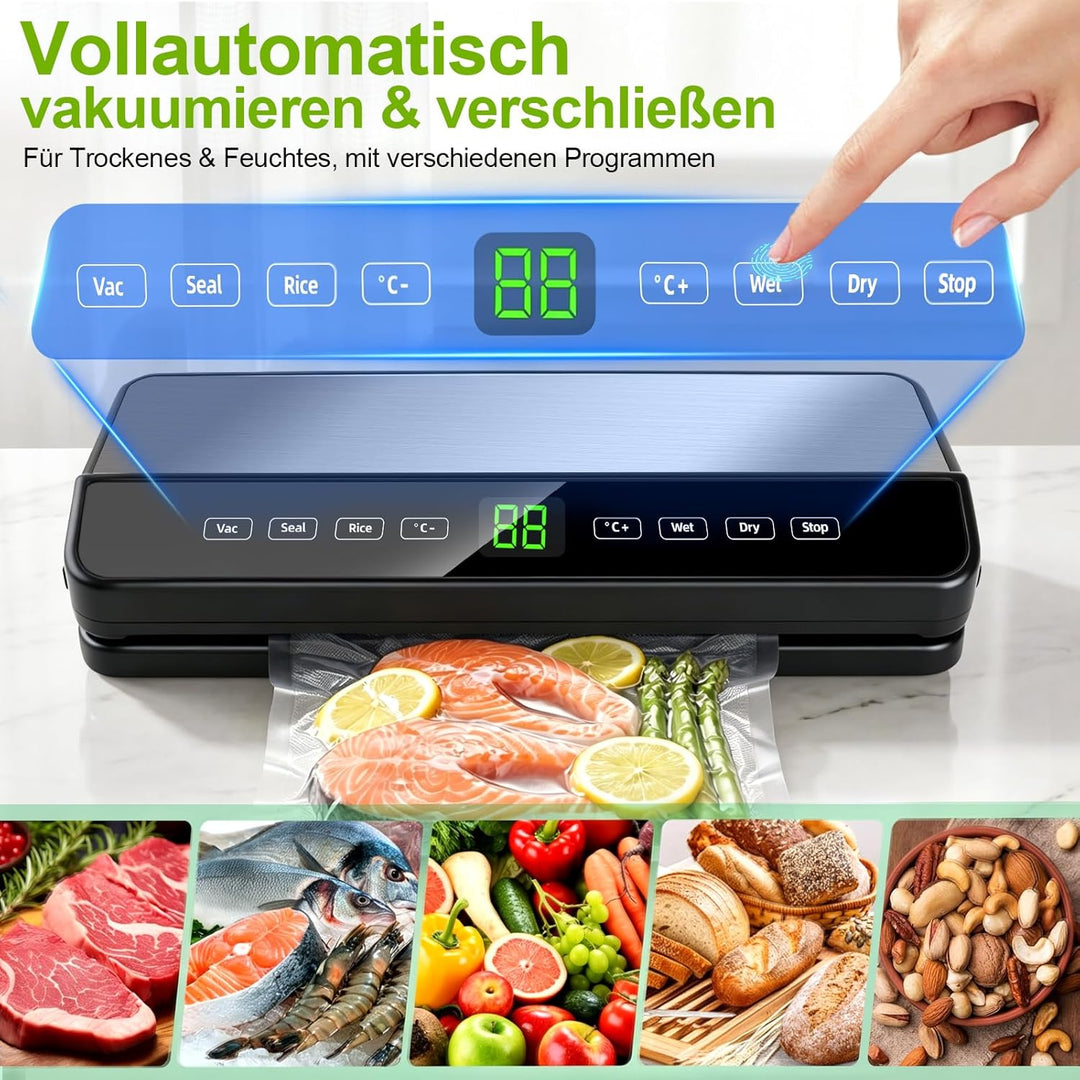 Vakuumiergerät für Lebensmittel, Automatisch Trocken- / Feucht Vakuumierer, Vacuum Sealer Machine mi